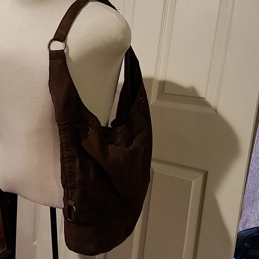 Nordstrom faux suede brown‎ bucket hobo bag